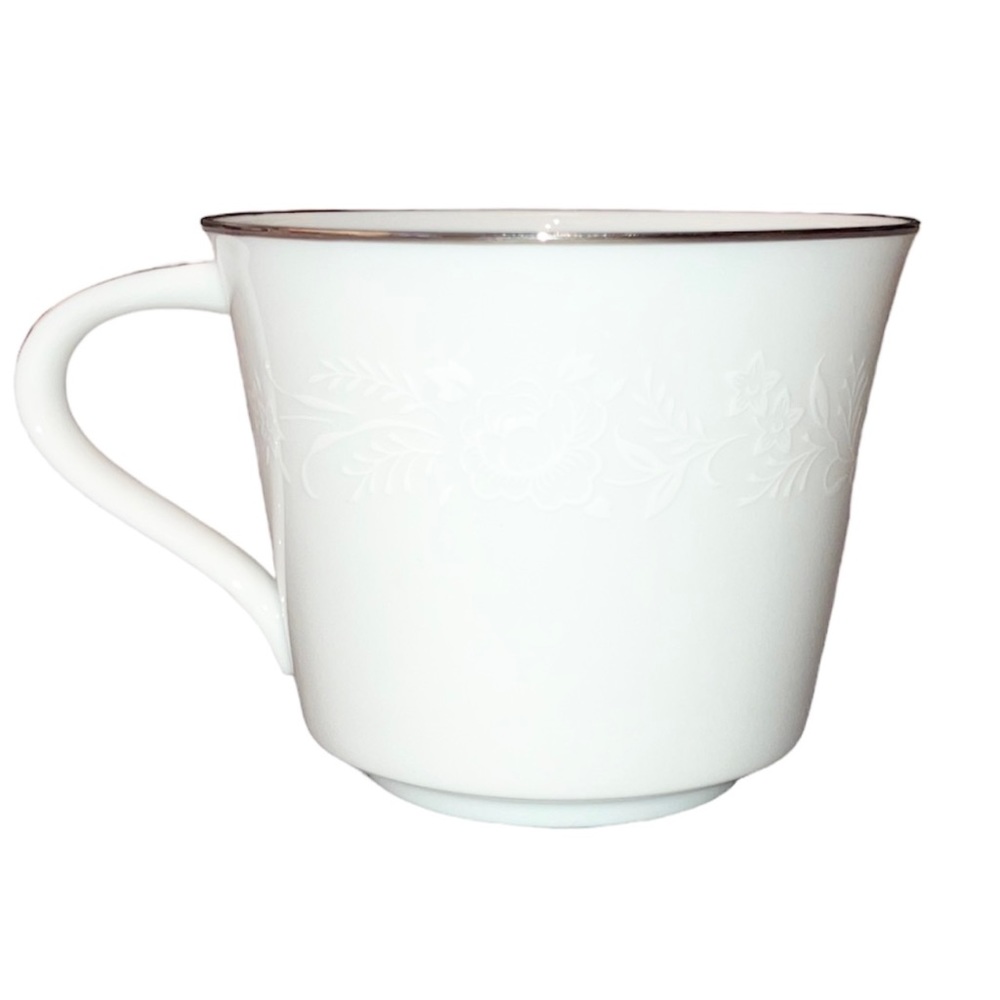 *5 for $25!* Noritake Reina 6450Q Fine China Vintage White Platinum Teacup